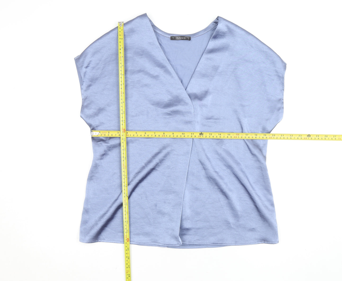 Dunnes Women’s Blue Wrap V-Neck Short Sleeve Blouse Size 12