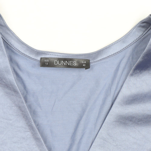 Dunnes Women’s Blue Wrap V-Neck Short Sleeve Blouse Size 12