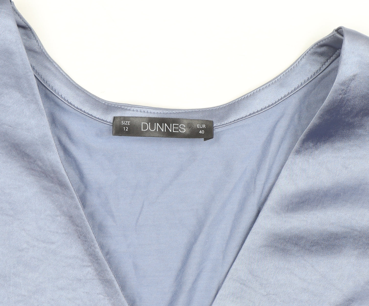 Dunnes Women’s Blue Wrap V-Neck Short Sleeve Blouse Size 12