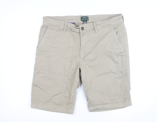 6th Sense Men's Beige Chino Shorts Size 38 Regular Fit Cotton Blend