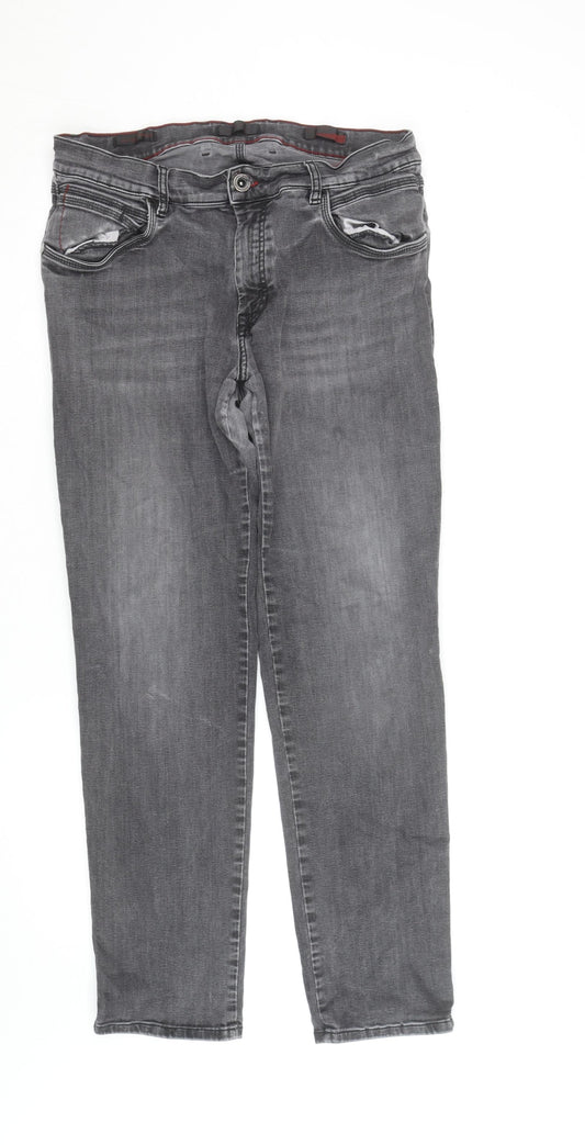 Bugatti Men's Grey Straight Fit Denim Jeans 38x32 Classic Wash