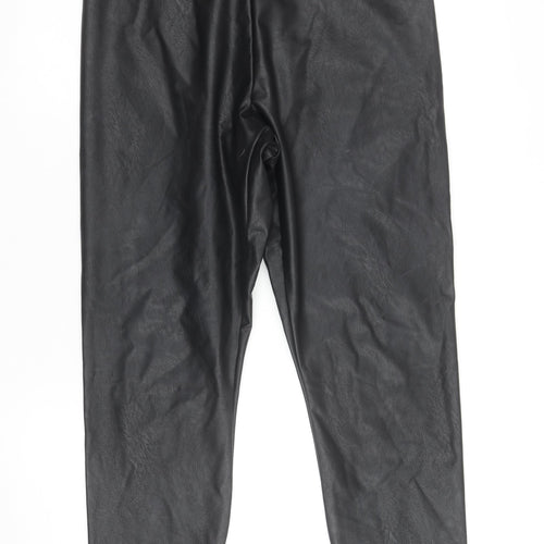 Gallery Womens Black Faux Leather Leggings Size 16 Stretch High Rise