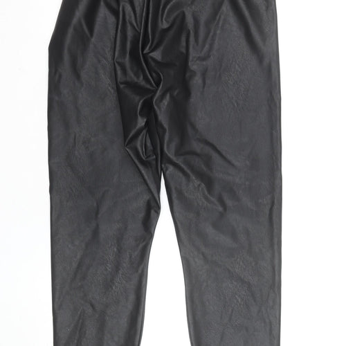 Gallery Womens Black Faux Leather Leggings Size 16 Stretch High Rise