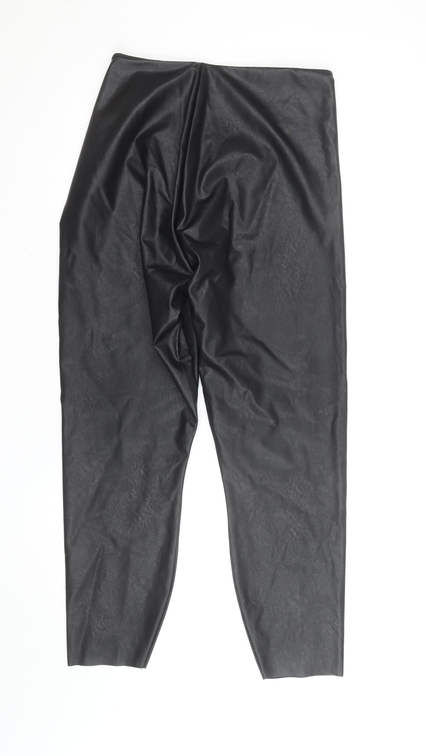 Gallery Womens Black Faux Leather Leggings Size 16 Stretch High Rise