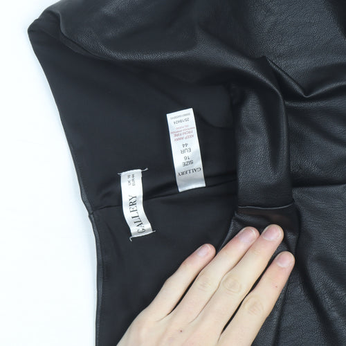 Gallery Womens Black Faux Leather Leggings Size 16 Stretch High Rise
