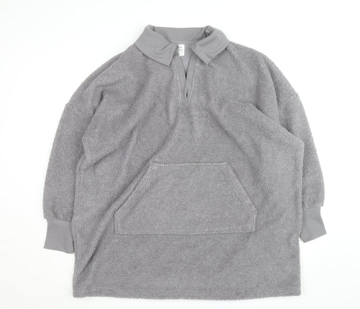 John Lewis Women Grey Fleece Pullover Collared Jumper S