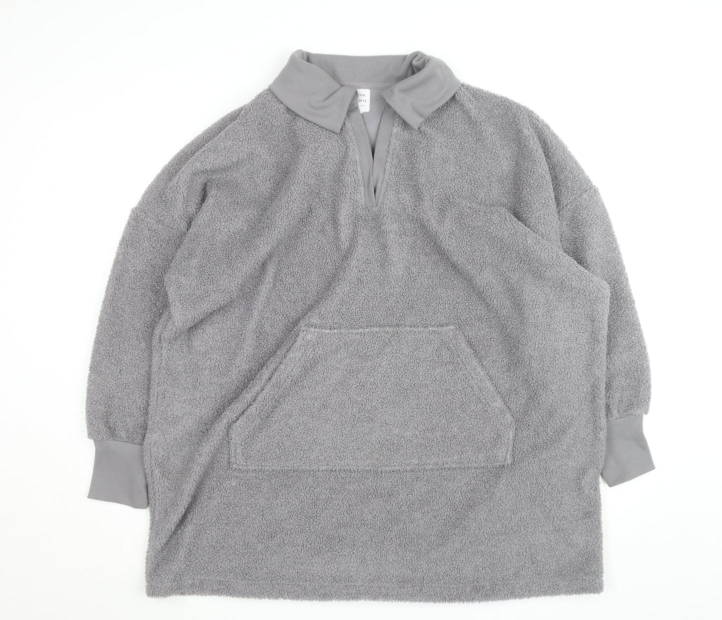 John Lewis Women Grey Fleece Pullover Collared Jumper S