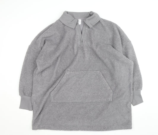 John Lewis Women Grey Fleece Pullover Collared Jumper S