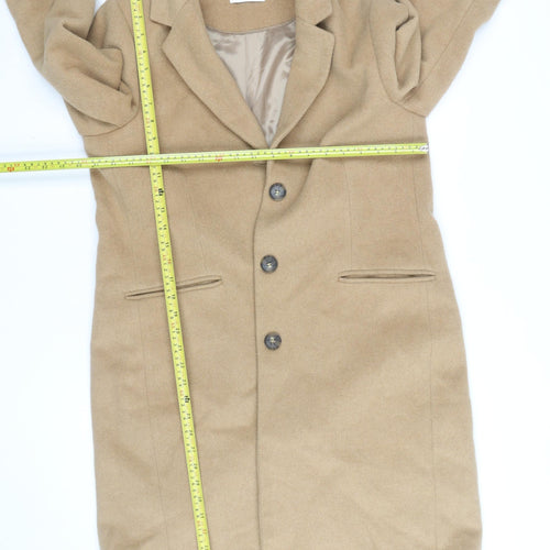 Gallery Women's Beige Wool Blend Long Coat Size 14 Classic Overcoat