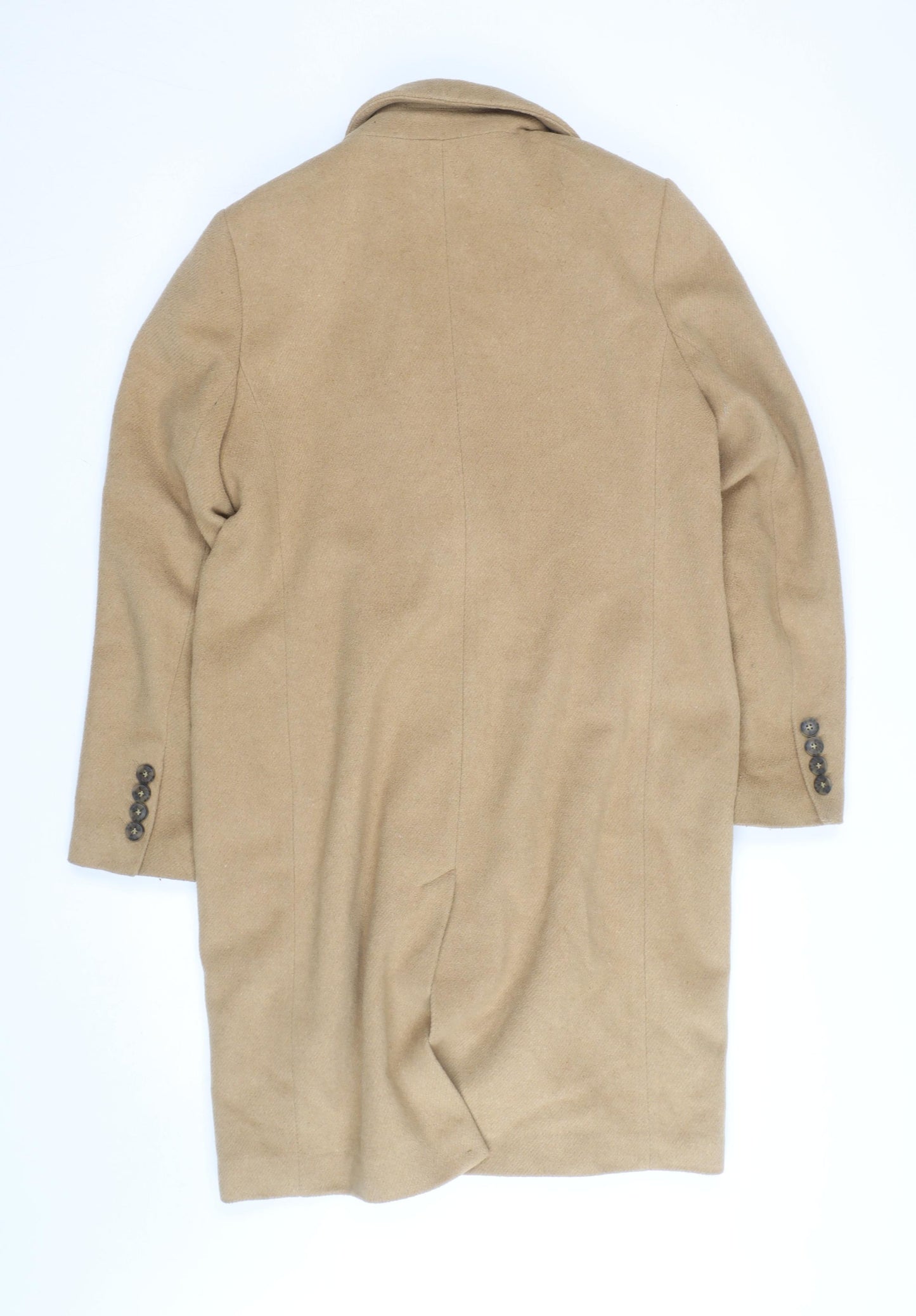 Gallery Women's Beige Wool Blend Long Coat Size 14 Classic Overcoat
