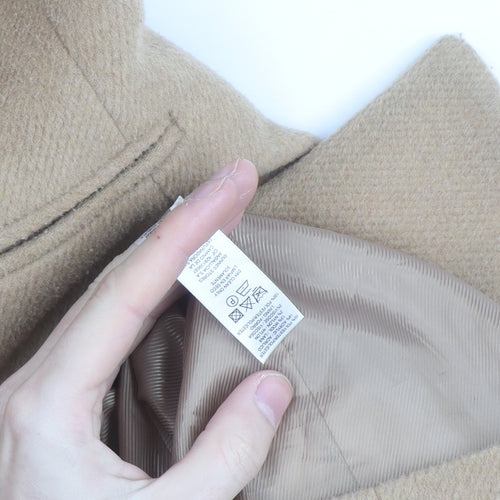 Gallery Women's Beige Wool Blend Long Coat Size 14 Classic Overcoat