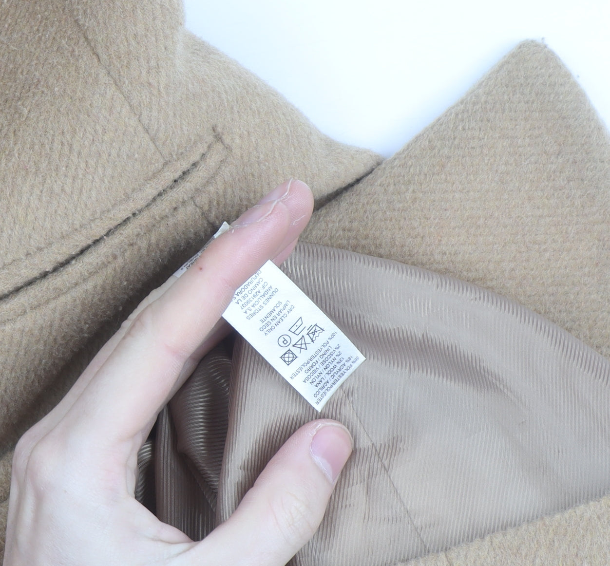 Gallery Women's Beige Wool Blend Long Coat Size 14 Classic Overcoat
