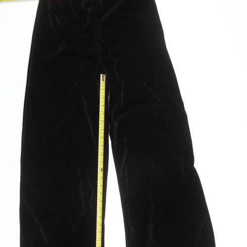 PrettyLittleThing Women’s Black Velvet Wide-Leg Beaded Dress Pants Size 12