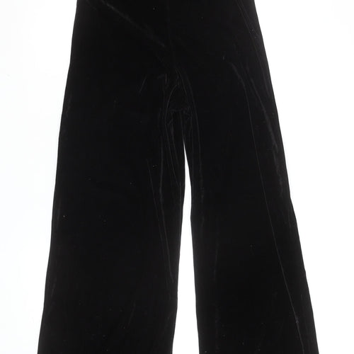 PrettyLittleThing Women’s Black Velvet Wide-Leg Beaded Dress Pants Size 12