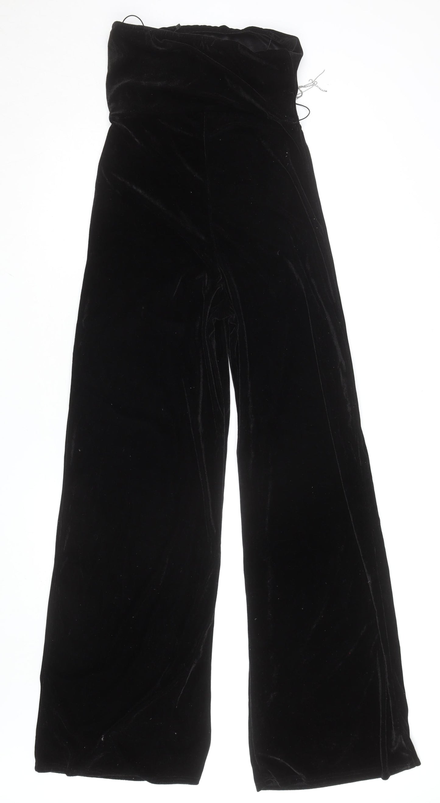PrettyLittleThing Women’s Black Velvet Wide-Leg Beaded Dress Pants Size 12