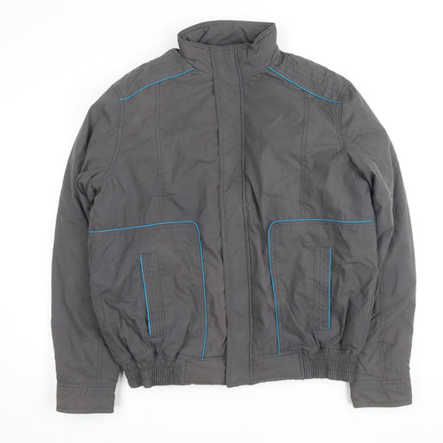 LC Waikiki Men's Grey L Windbreaker Jacket Full Zip Lined
