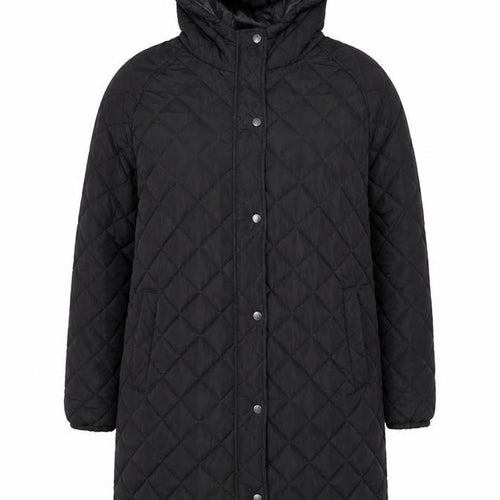 Brave Soul Women's Black Long Quilted Hooded Puffer Coat Size 16