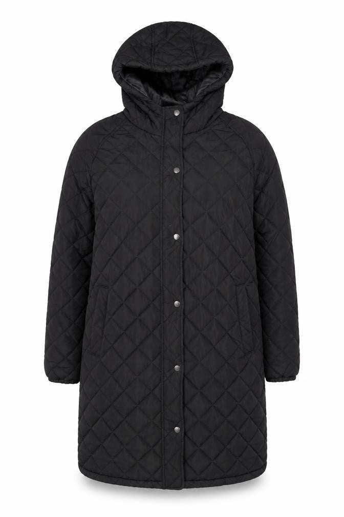 Brave Soul Women's Black Long Quilted Hooded Puffer Coat Size 16
