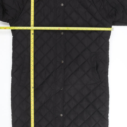 Brave Soul Women's Black Long Quilted Hooded Puffer Coat Size 16