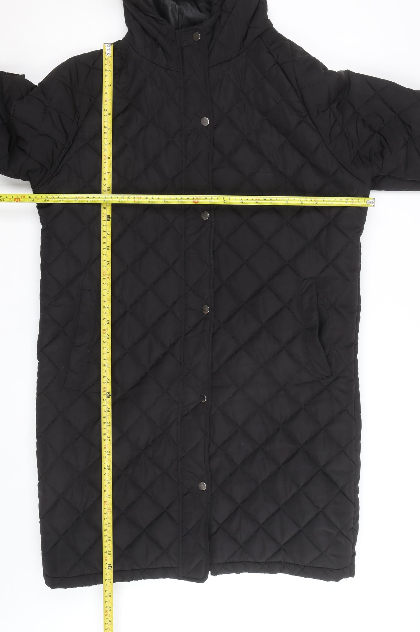 Brave Soul Women's Black Long Quilted Hooded Puffer Coat Size 16