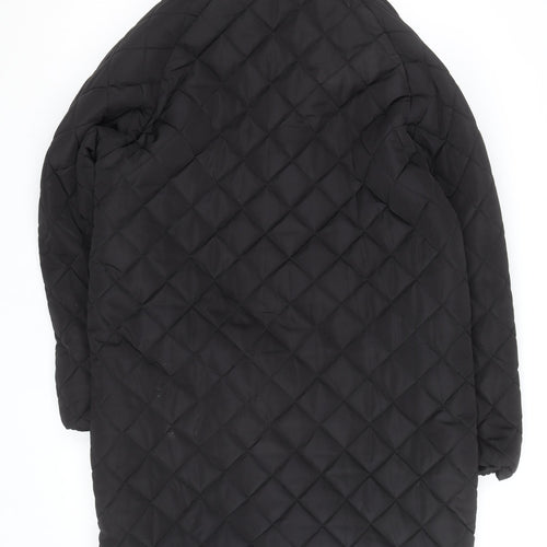 Brave Soul Women's Black Long Quilted Hooded Puffer Coat Size 16