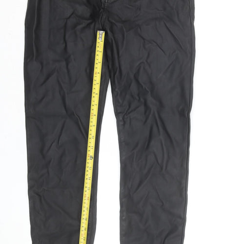 River Island Women's Black Faux Leather Skinny Trousers Size 12