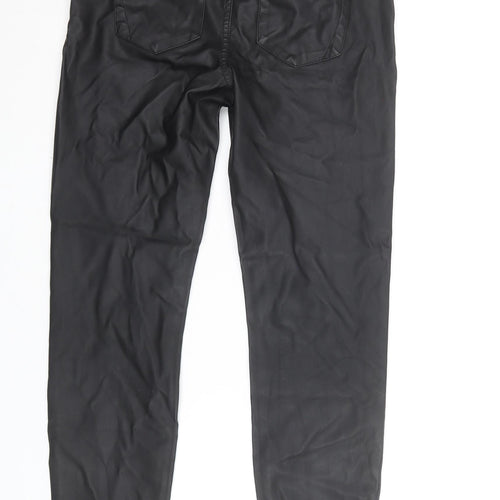 River Island Women's Black Faux Leather Skinny Trousers Size 12