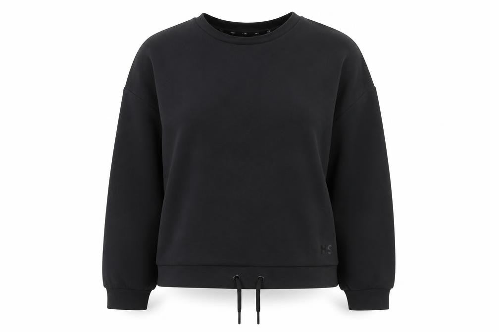 Front view of Helen Steele Black women’s cropped activewear jacket, size L