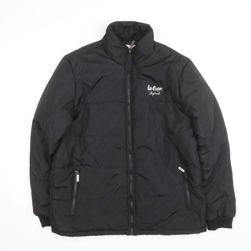 Lee Cooper Men's Black L Puffer Jacket Full Zip Insulated Winter Coat