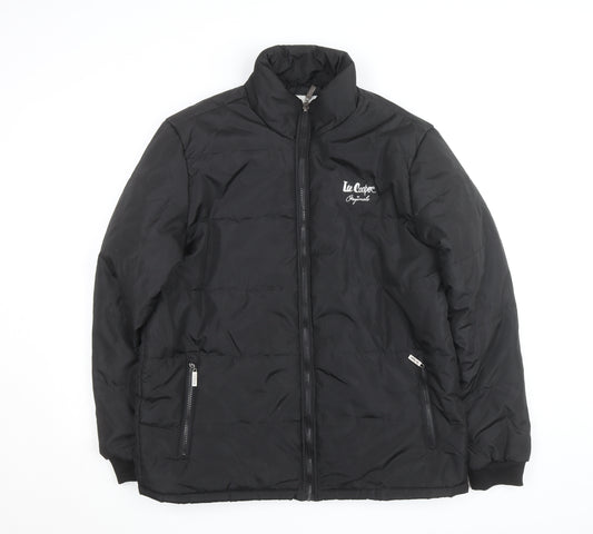 Lee Cooper Men's Black L Puffer Jacket Full Zip Insulated Winter Coat