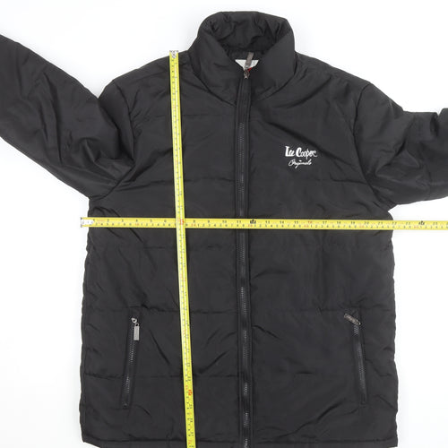 Lee Cooper Men's Black L Puffer Jacket Full Zip Insulated Winter Coat