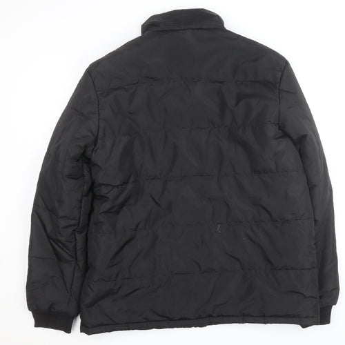 Lee Cooper Men's Black L Puffer Jacket Full Zip Insulated Winter Coat