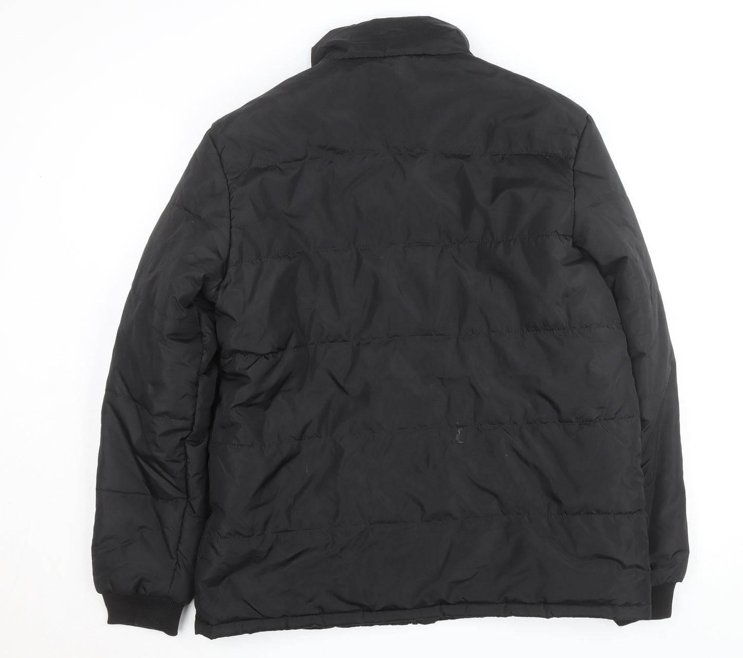 Lee Cooper Men's Black L Puffer Jacket Full Zip Insulated Winter Coat