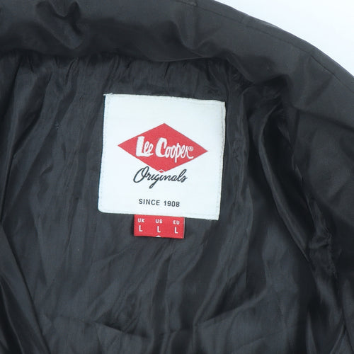 Lee Cooper Men's Black L Puffer Jacket Full Zip Insulated Winter Coat