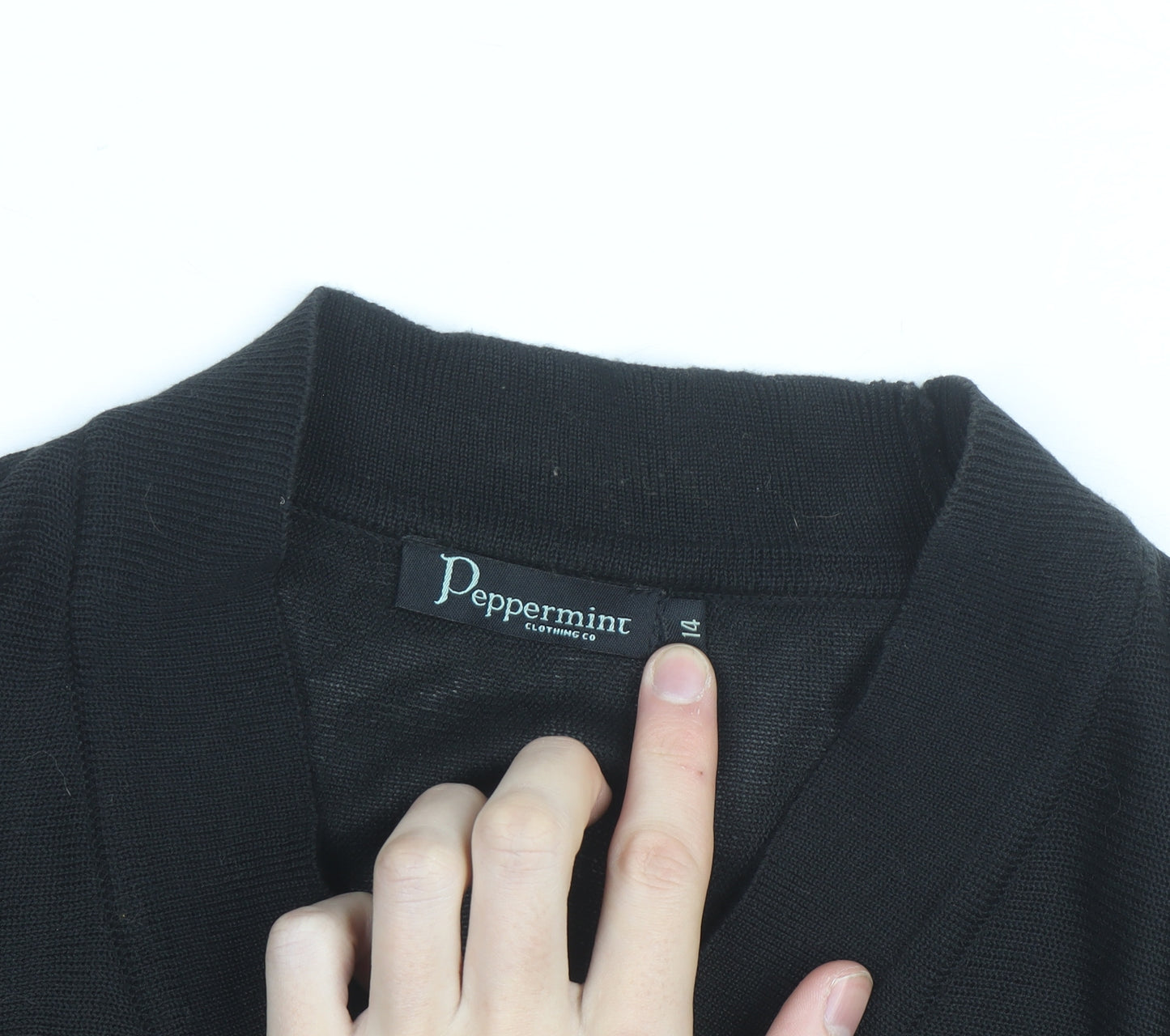 Peppermint Women Black Size 14 Short Sleeve V-Neck Cardigan