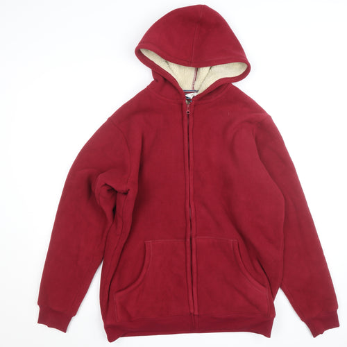 Cotton Traders Women’s Red Fleece Full Zip Hooded Jumper L