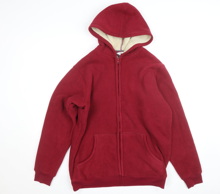 Cotton Traders Women’s Red Fleece Full Zip Hooded Jumper L