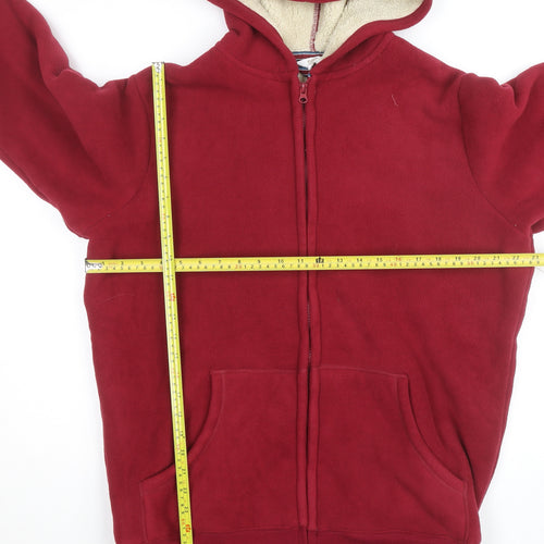 Cotton Traders Women’s Red Fleece Full Zip Hooded Jumper L