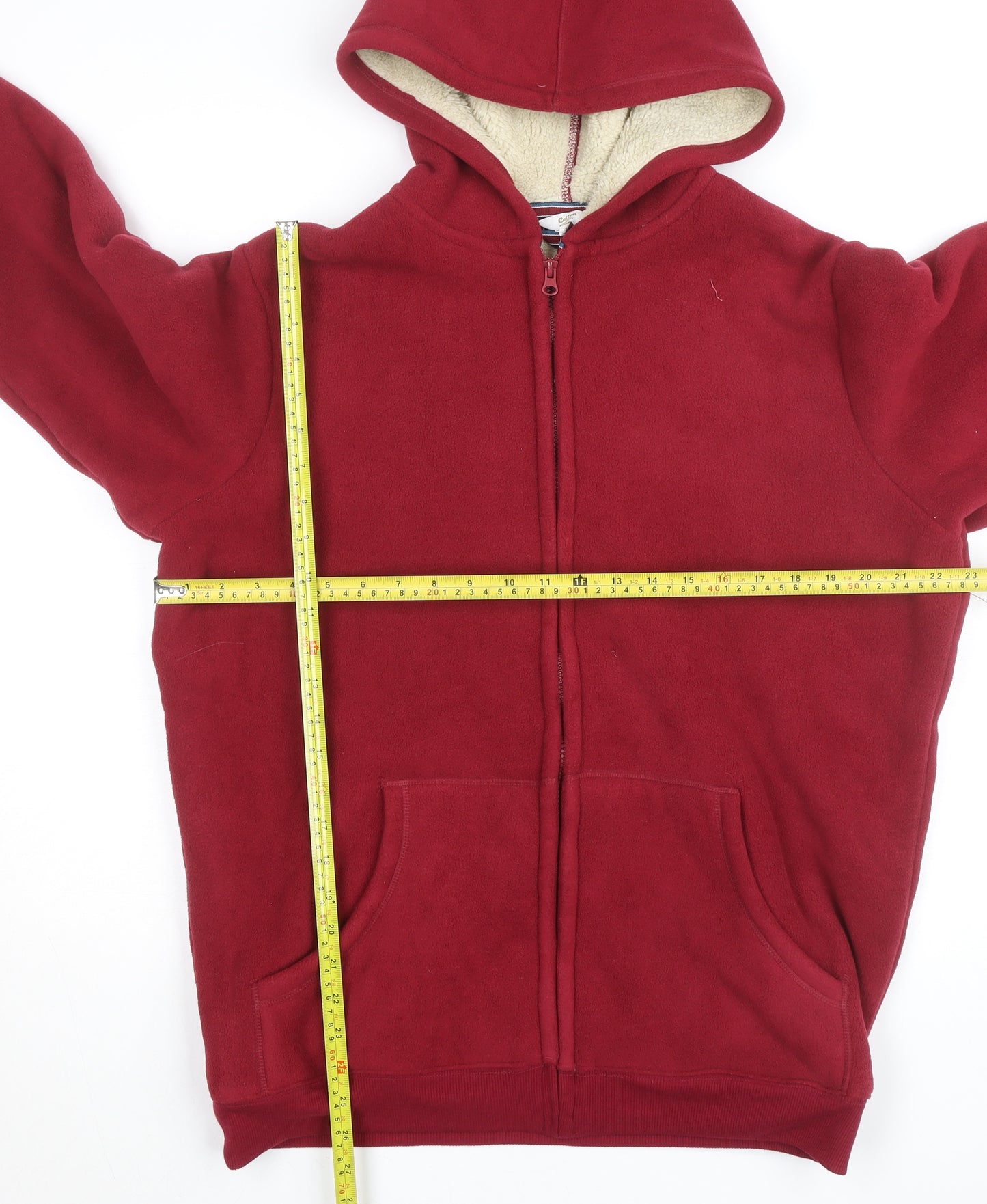 Cotton Traders Women’s Red Fleece Full Zip Hooded Jumper L