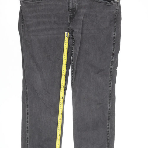BOSS Mens Grey Slim Fit Denim Chino Trousers Size 32W 32L