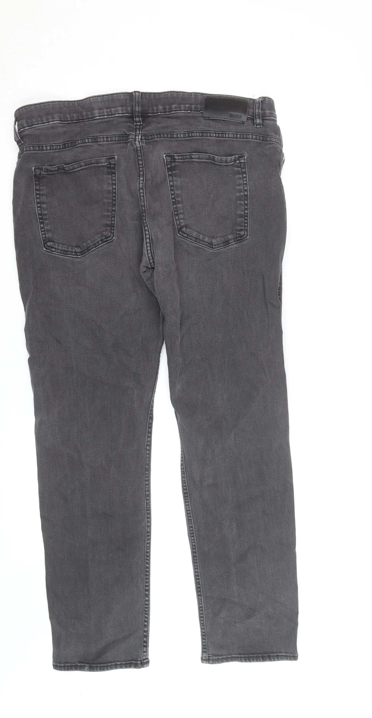 BOSS Mens Grey Slim Fit Denim Chino Trousers Size 32W 32L