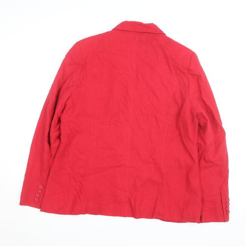 Paco Boutique Women Red Linen Blend Single-Breasted Blazer Size L