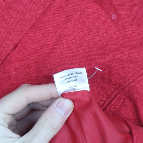 Paco Boutique Women Red Linen Blend Single-Breasted Blazer Size L