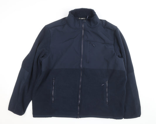 Front view of Dunnes Men's Navy Blue XXL Fleece Softshell Full Zip Jacket