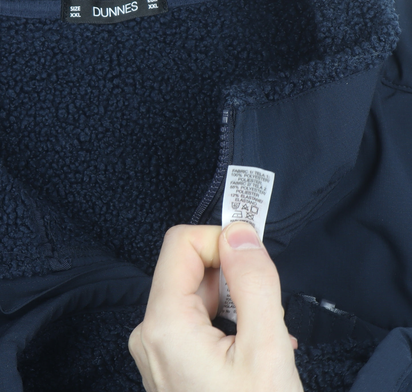 Dunnes Men's Navy Blue XXL Fleece Softshell Full Zip Jacket
