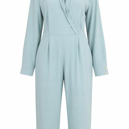 Zara Women Blue Long Sleeve Collared Jumpsuit Size 14