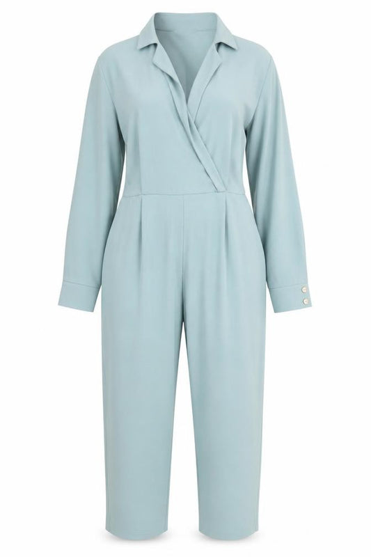 Zara Women Blue Long Sleeve Collared Jumpsuit Size 14