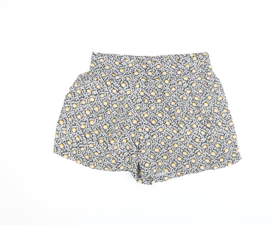 Marks and Spencer Womens Black Floral Cotton Shorts Size 12