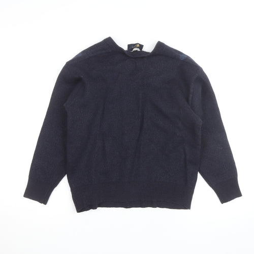 Gabicci Men's Blue Argyle Wool Blend V-Neck Jumper Size M