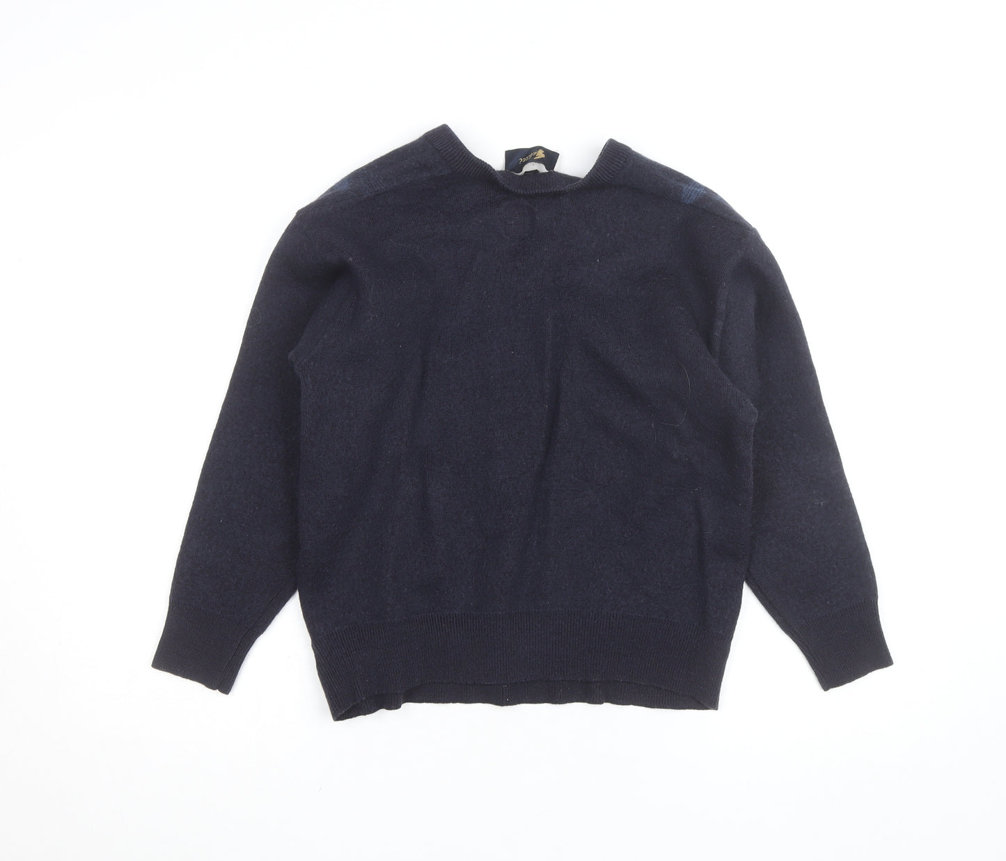 Gabicci Men's Blue Argyle Wool Blend V-Neck Jumper Size M